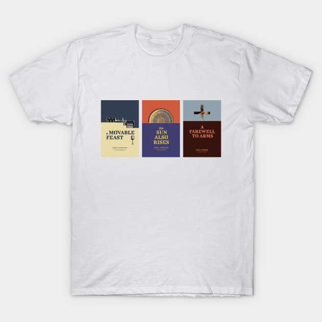 Ernest Hemingway Book Collection T-Shirt by Delaserratoyou